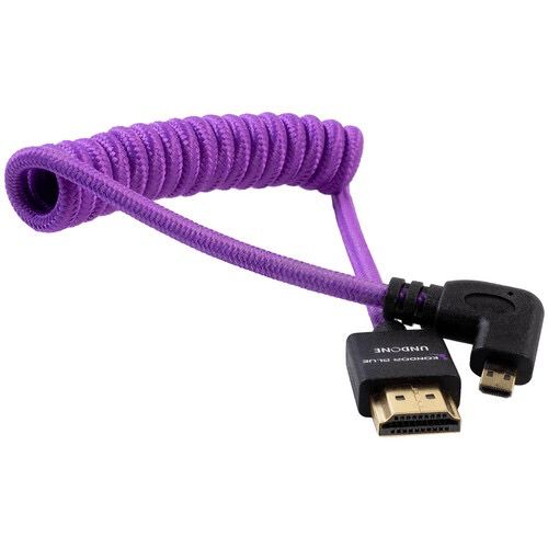 Kondor Blue Gerald Undone Braided Coiled High-Speed Right-Angle Micro-HDMI to HDMI Cable for Canon R5 & R6 Cameras (Limited Purple Edition, 12 to 24 ) Sale