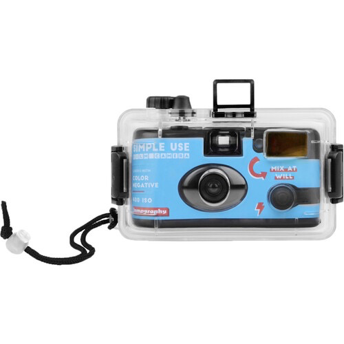 Lomography Analogue Aqua Color Negative 400 Simple Use Film Camera + Underwater Case (27 Exposures) For Sale