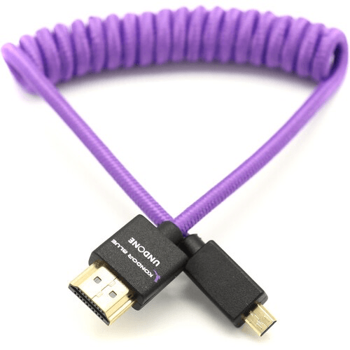 Kondor Blue Gerald Undone Braided Coiled High-Speed Micro-HDMI to HDMI Cable (Limited Purple Edition, 12 to 24 ) For Sale